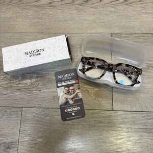 Madison Avenue Grey Tortoiseshell Blue Light Blocking Glasses GY 24PL5003 New